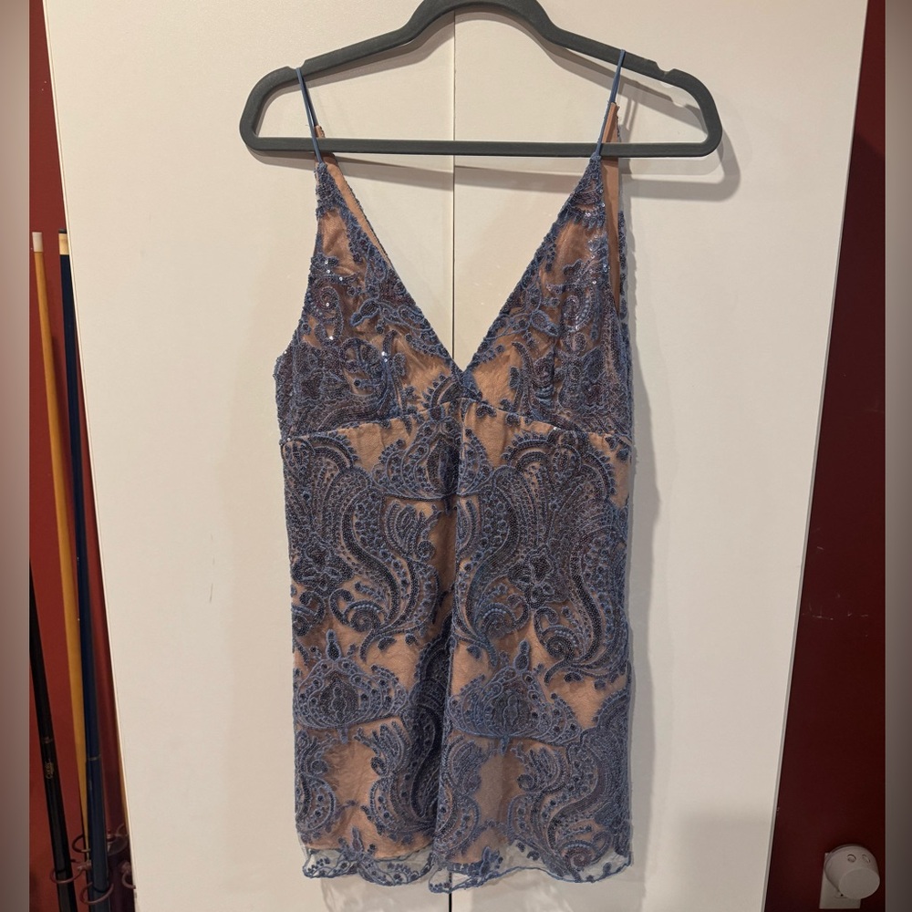 Free People Navy Lace Slip Dress